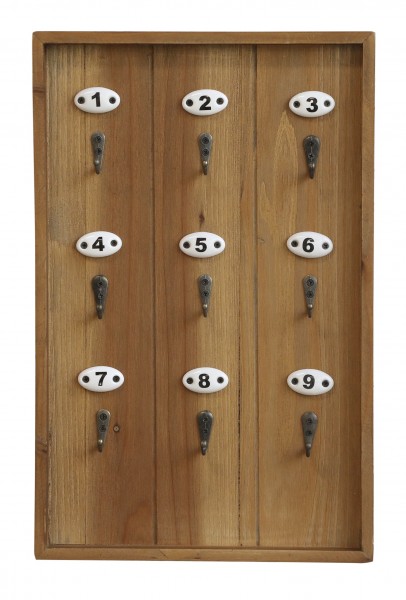 Schlüsselbrett mit 9 Haken Holz Chic Antique 41517-00