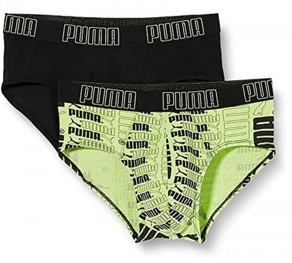 PUMA Herren Boxer Briefs Shorts Unterhose Slip Lime (2er Pack) Gr. L