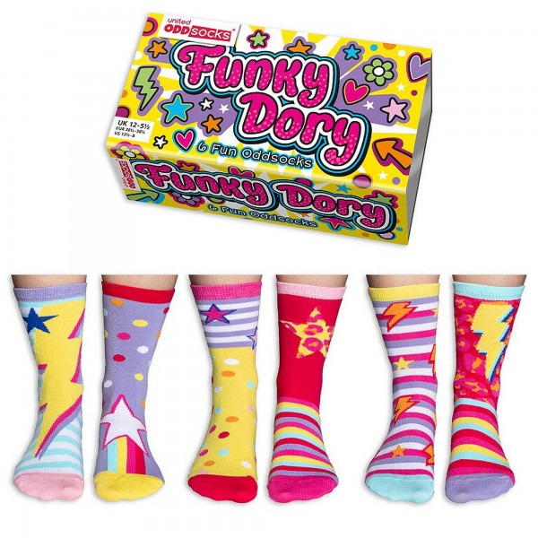 3 Paar Socken Strümpfe Kinder Mädchen Gr. 30,5 - 38,5 Funky Dory Oddsocks