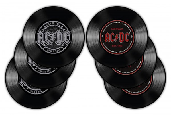 Rockbites - 6er Set Untersetzer Glasuntersetzer AC/DC LP Langspielplatte 101204