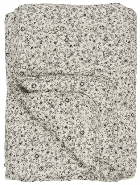 Decke Quilt Tagesdecke Überwurf Sand Schwarze Blumen 180x130cm Laursen 07983-00