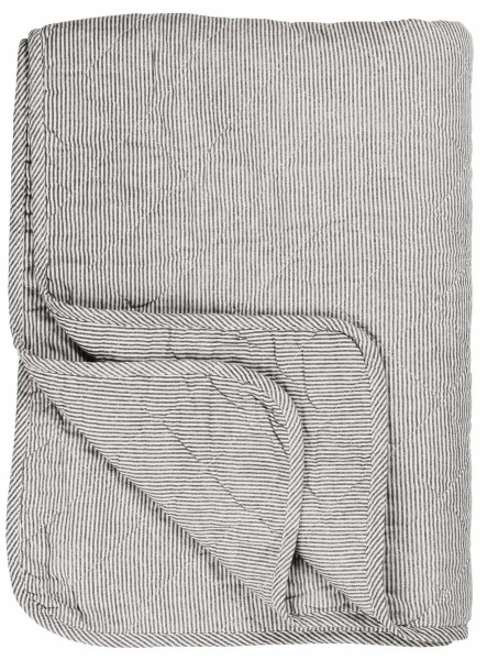 Decke Quilt Tagesdecke Überwurf Gestreift Grau Weiß 180x130cm Ib Laursen 0788-16