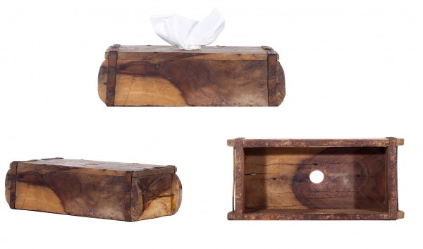 Ziegelform Holz Tissuebox Braun Loch-Rund ca.30x15cm Kosmetiktuch-Box Taschentuch Ib Laursen