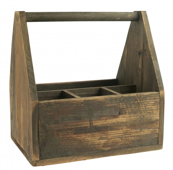 Ib Laursen - Holzkorb Holzkiste mit 4 Fächer und Henkel 5223-14 Korb Kiste Holz