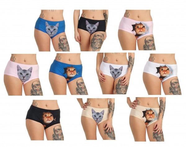 Auswahl Damen Slip Panty Katzen Motive 95% Baumwolle M-XXL
