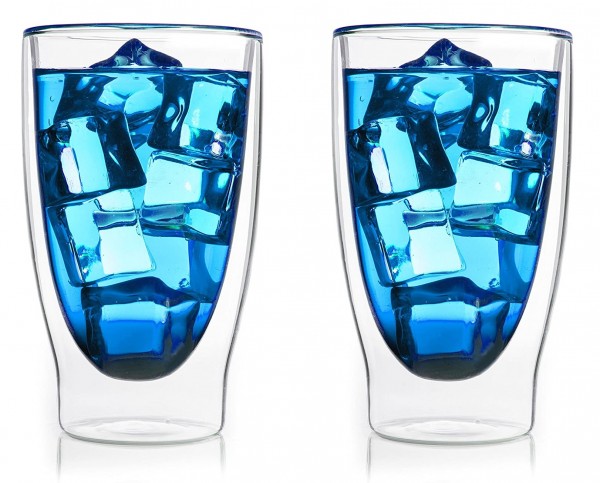 2x Jumbo Cocktailglas Kaffee Glas Eisbecher Thermoglas Doppelwandig 400ml
