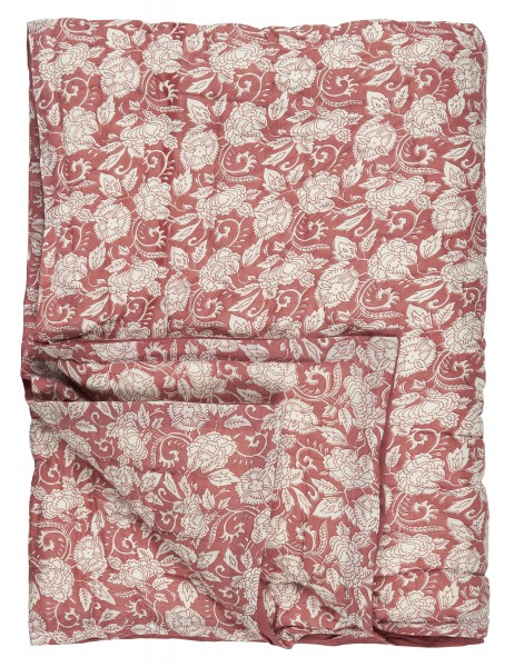 Ib Laursen - Decke Quilt Tagesdecke Überwurf Rot Weiß Blumen 170x130cm 19202-02