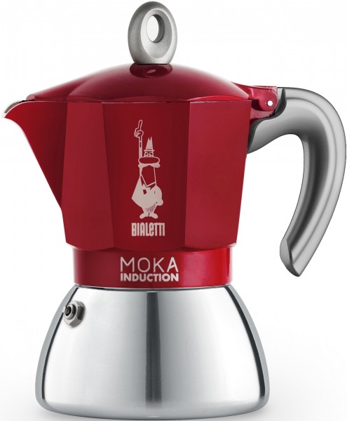 Bialetti Espressokocher Mokka 4 Tassen für Induktion Rot 6944