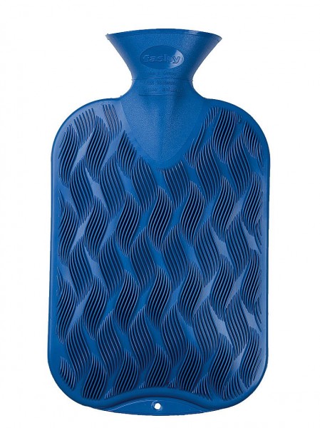 Wärmflasche Halblamelle Kunststoff Karo Blau 2 verschiedene Seiten 2L Fashy 6437