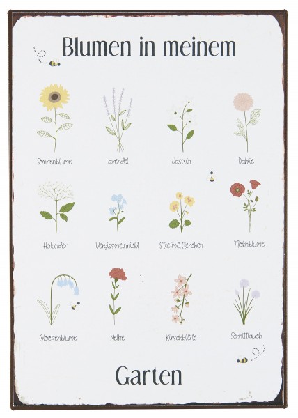 Laursen - Blechschild &quot;Blumen in meinem Garten&quot; Wandschild Metallschild 70200-00