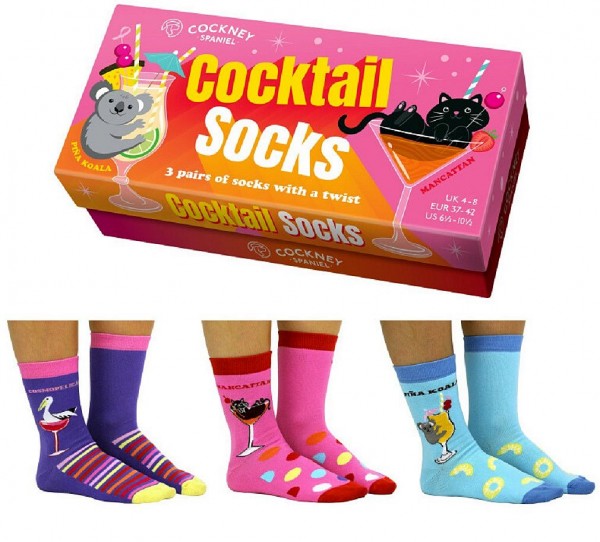 3 Paar Socken Strümpfe Damen / Herren Gr. 37-42 Oddsocks Cocktail-Socks