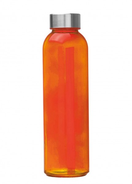 Trinkflasche Wasserflasche Getränkeflasche Glasflasche 550ml Transparent Orange