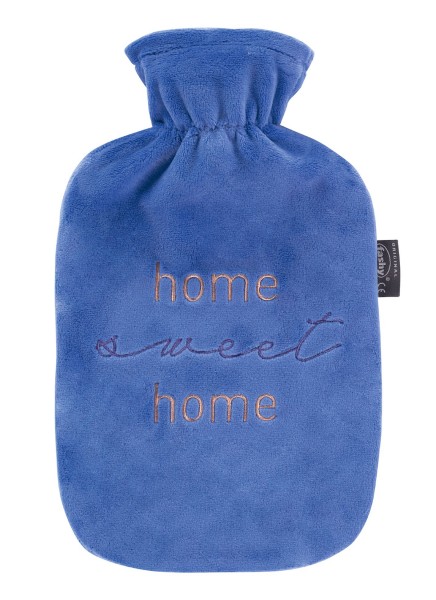 Wärmflasche mit Bezug Flauschbezug 2L Blau Home Sweet Home Fashy 67416