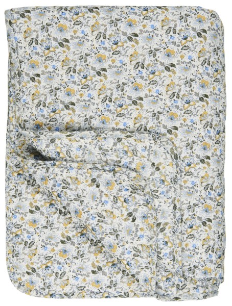 Decke Quilt Tagesdecke Überwurf Blumen Weiß Blau Gelb 180x130cm Laursen 07991-00