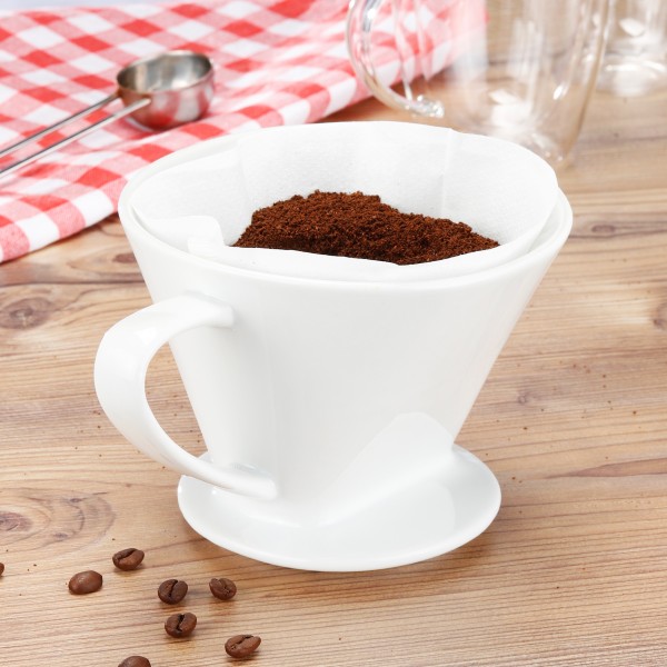 Kaffeefilter Gr. 4 Kaffeebereiter Keramik weiß