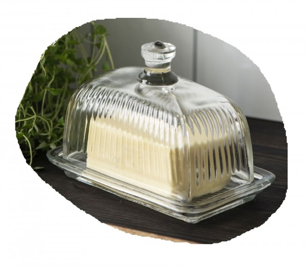 Ib Laursen - Butterdose mit Rillen aus Glas (8527-00) Butterschale Butterglocke