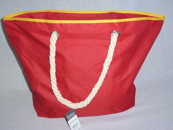 Strandtasche - Rot mit gelbem Rand große Badetasche Umhängetasche Tasche Nr. 19