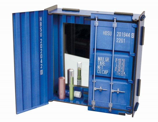 Werkhaus - Spiegel &quot;Container&quot; Blau CO1601 Schminkspiegel Kosmetikspiegel
