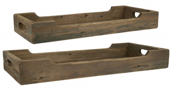 Laursen - 2er Set Holz- Servier- Tablett (5216-14) L 52cm und L 60cm Kiste Deko