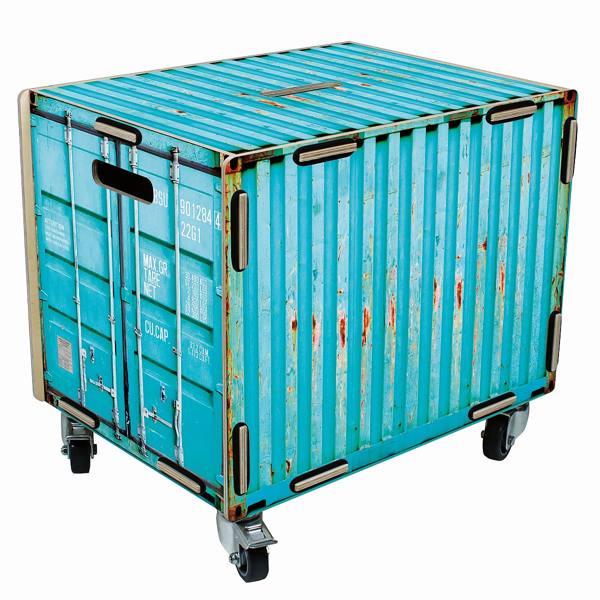 Rollbox "Container türkis" RB6002 Rollcontainer Kiste Rolltisch Box Werkhaus 