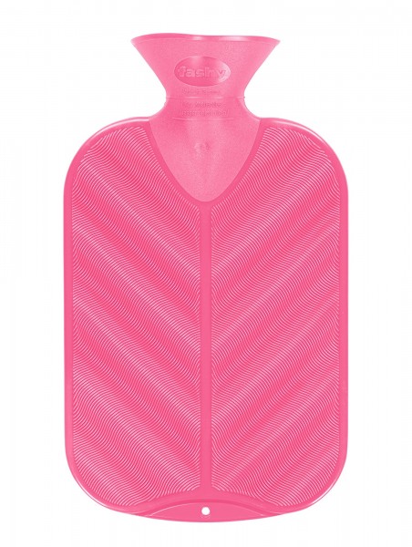 Wärmflasche 2 Liter mit 3D Wellen Neon Pink Halblamelle Fashy 6446-43