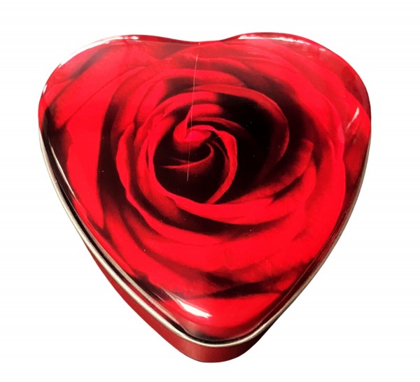 2x Herzdose Geschenkdose Dose Herz Rot mit Rosendruck Metall H3xL9,5xB9,5cm