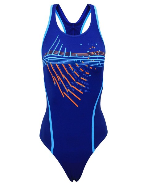 Fashy - Badeanzug Blau Orange Gr. 36 Aquafeel (2001 00 Nr.13) Damen Schwimmanzug