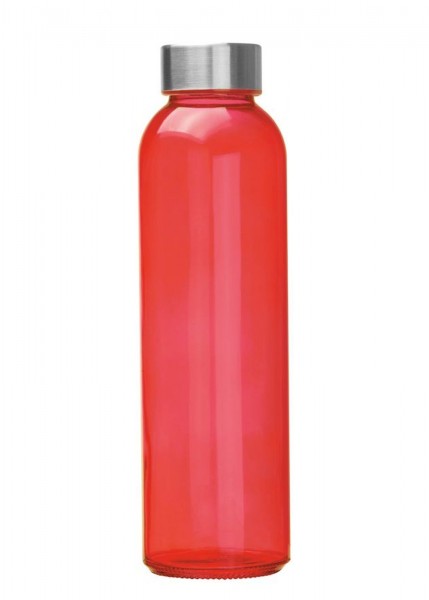 Trinkflasche Wasserflasche Getränkeflasche Glasflasche 550ml Transparent Rot