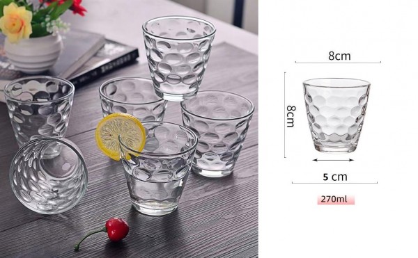 6 x Trinkglas Gläserset 270ml H 8cm Wasser, Cocktail, Whisky-Gläser G10