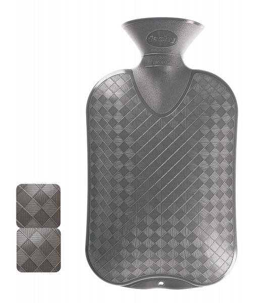 Wärmflasche Kunststoff Glatte Ausführung 2 Liter Grau Fashy 6420-21
