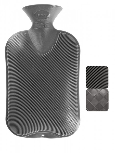 Wärmflasche Kunststoff Grau Halblamelle 2 verschiedene Seiten 2L Fashy 6440-21