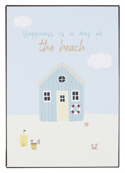 Laursen Blechschild &quot;Happiness is ... at beach&quot; Wandschild Metallschild 70190-00