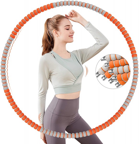 Hula Hoop Reifen BLAIKOYI für Erwachsene mit stabilem Edelstahlkern verstellbar Orange