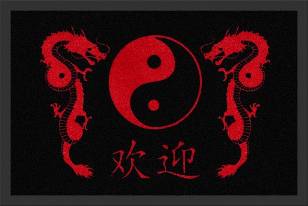 Rockbites - Fußmatte &quot;Dragon Yin Yang&quot; Schwarz / Rot Nr.149 (100669) Türmatte