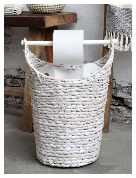 Toilettenpapierhalter WC Rollenhalter Ständer Korb Weiß Chic Antique 15163-01