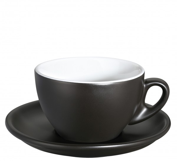 Cappuccinotasse Kaffee-Tasse mit Untertasse dickwandig cilio ROMA schwarz 215335