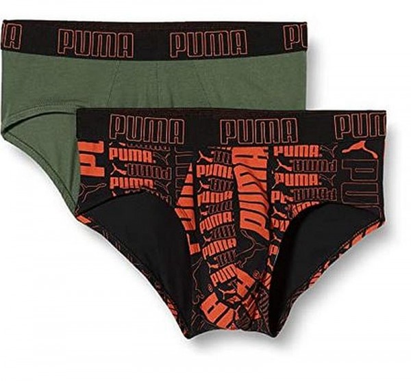PUMA Herren Boxer Briefs Shorts Unterhose Slip Green (2er Pack) Gr. XL