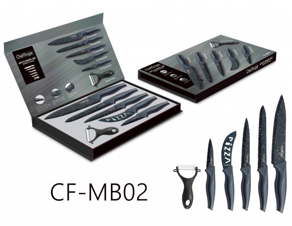Messer Kochmesser Sparschäler Messerset 6-tlg. Cheffinger CF-MB02