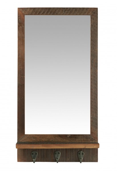 Wandspiegel Spiegel mit 3 Haken Ablage Holzrahmen Holz Unika Ib Laursen 21008-00
