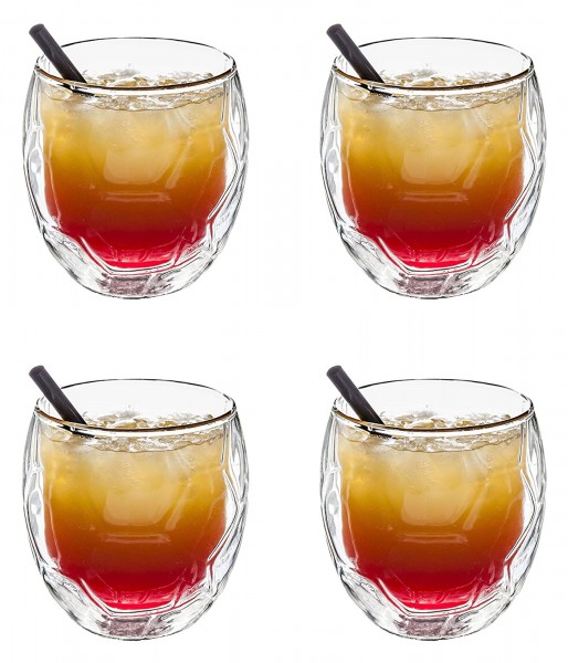 4x Cocktailglas Trinkglas Fußball 350ml Thermoglas Doppelwandig Schwebeefekt