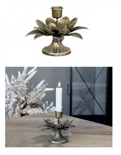 Chic Antique Kerzenständer Kerzenhalter mit Blumen Kammerleuchter 71101713