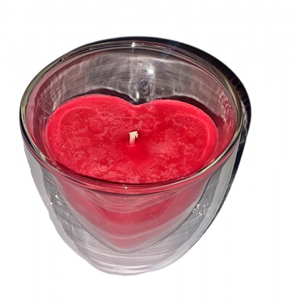 Kerze in Herz Tasse Doppelwandigem Glas Rot