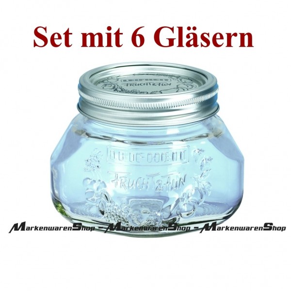 Leifheit 36103 Einkochglas 0,5 Liter - 6 Stück, Einmachgläser
