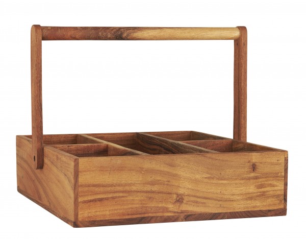Holz Kiste Utensilo Tischdeko Besteckkorb 5 Fächer mit Henkel Laursen 17041-00