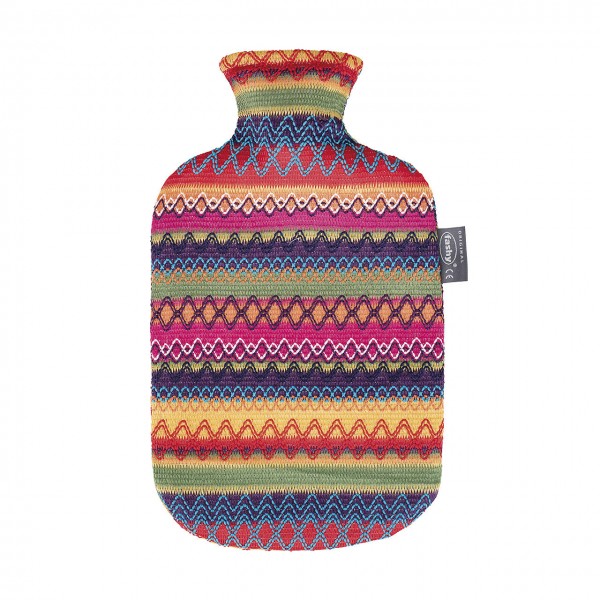 Wärmflasche Bettflasche mit Bezug Peru Design Bunt 2 Liter Fashy 6757-25