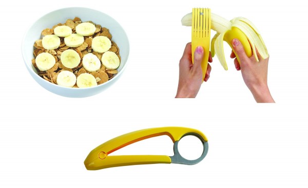 NEU OVP Chef&#039;n Bananza Bananenschneider mit 6 Klingen gelb Banana Slicer