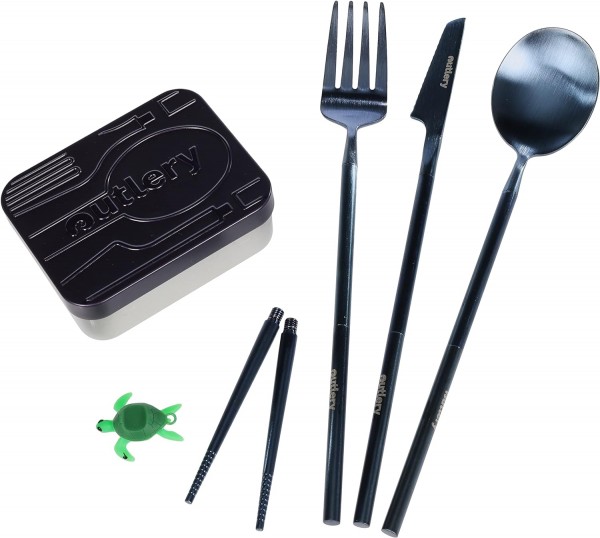 Outlery Besteck-Set für 1 Personen Schwarz Modern aus Edelstahl