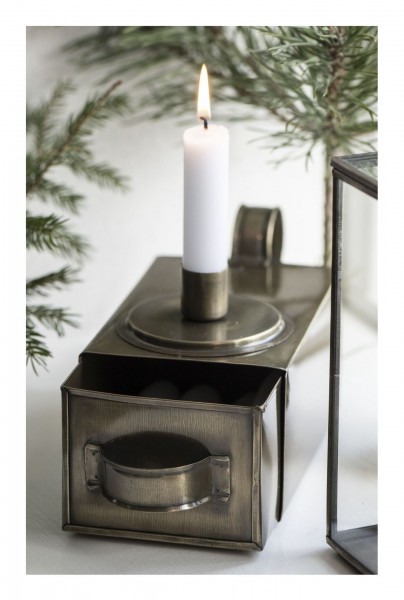 Kerzenständer Kerzenhalter mit Schublade Box Messing Ib Laursen 57014-17
