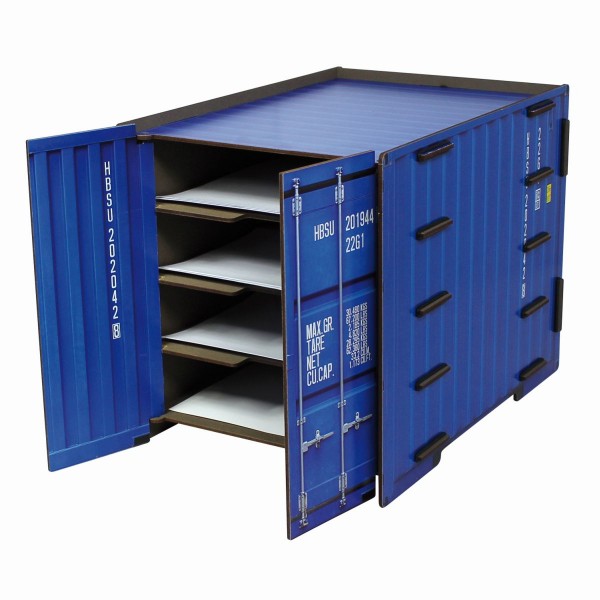 Werkhaus - Ablage &quot;Container&quot; Blau 4 Fächer DIN A4 Briefablage Ablagebox CO1081