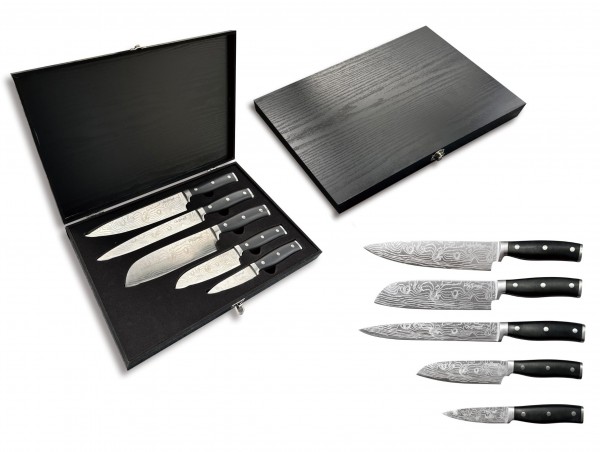 Dama Messer Kochmesser Messerset 5-tlg. mit Holzbox Cheffinger DAMA01
